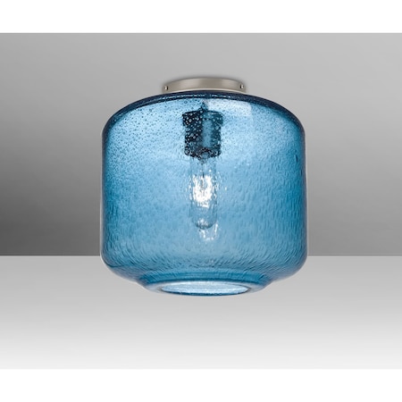 Besa Lighting Niles 10 Ceiling, Blue Bubble, Satin Nickel, 1x60W Incandescent NILES10BLC-SN